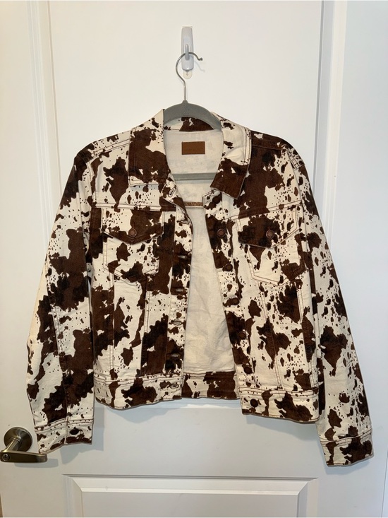Judy Blue Jackets & Blazers - Cow Print Denim Jacket - Brown & Cream